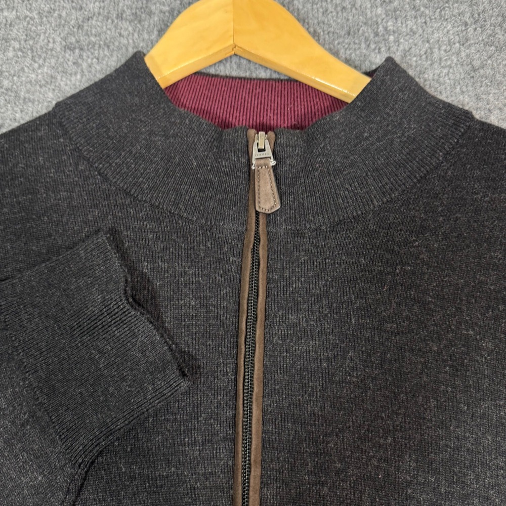 Orvis Quarter Zip Pullover Sweater Mens XXL Charcoal Gray 100% Merino Wool EUC